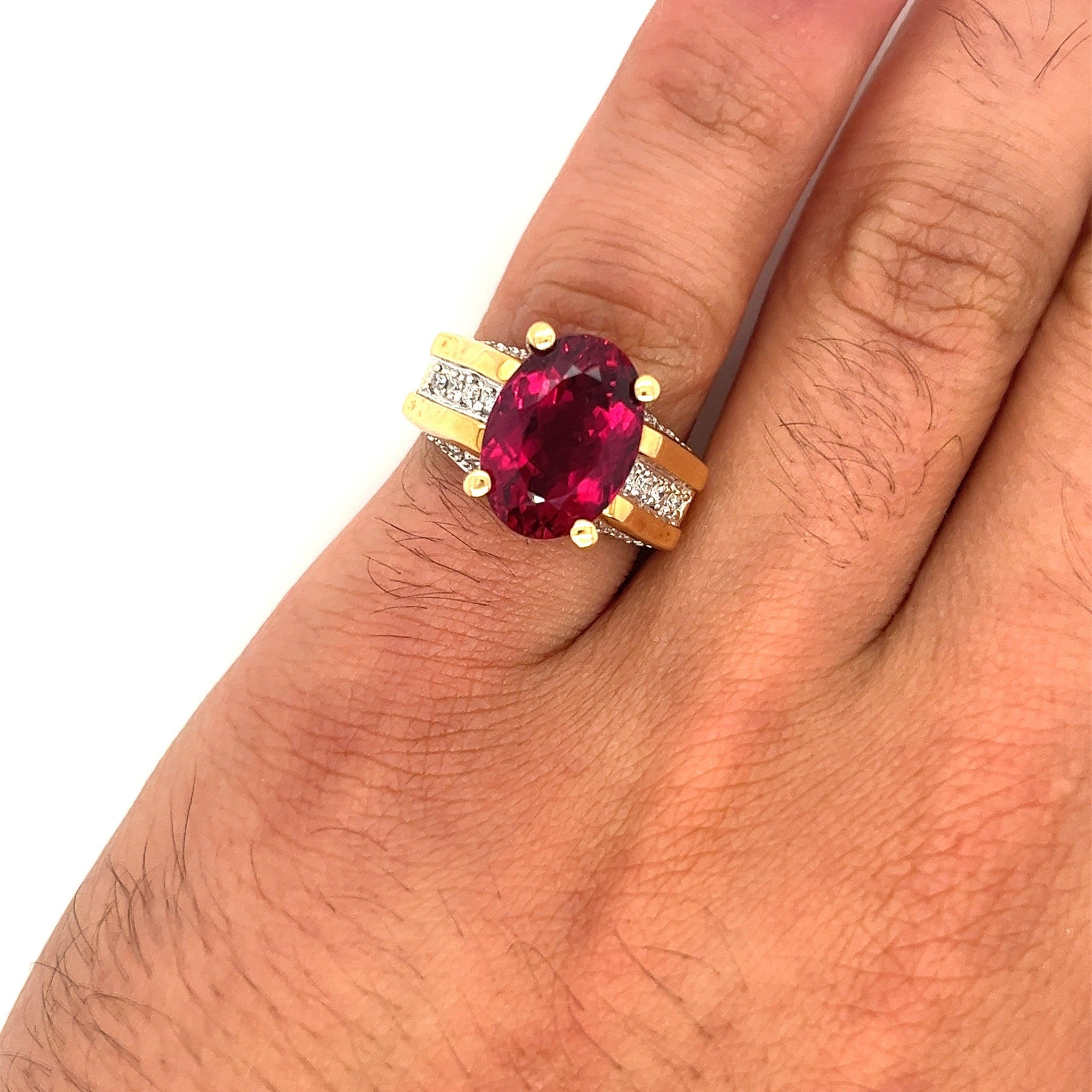18K Yellow Gold Diamond and For Men Red Ruby Ring [RQ0001]